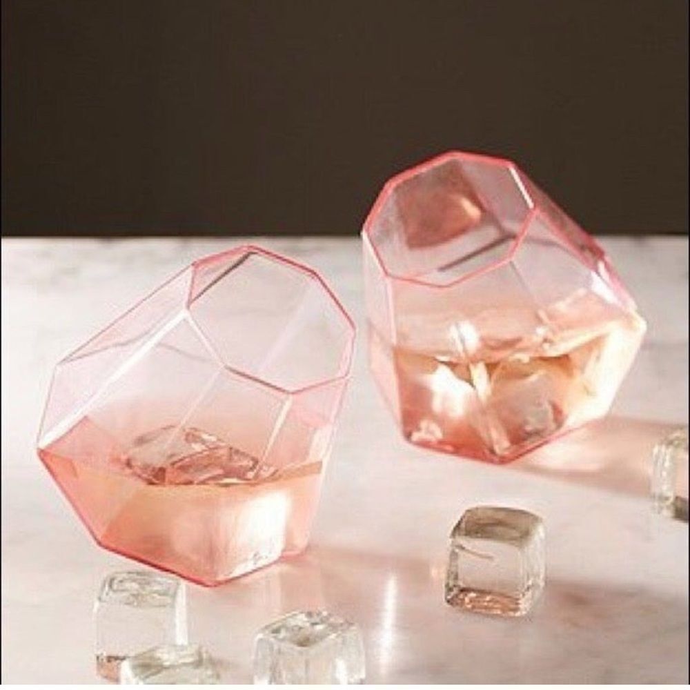 Drink A Diamond Glass Set Wine Cocktails New Urban Outfitters pink